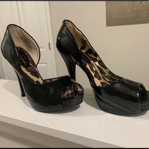 Black patent heels